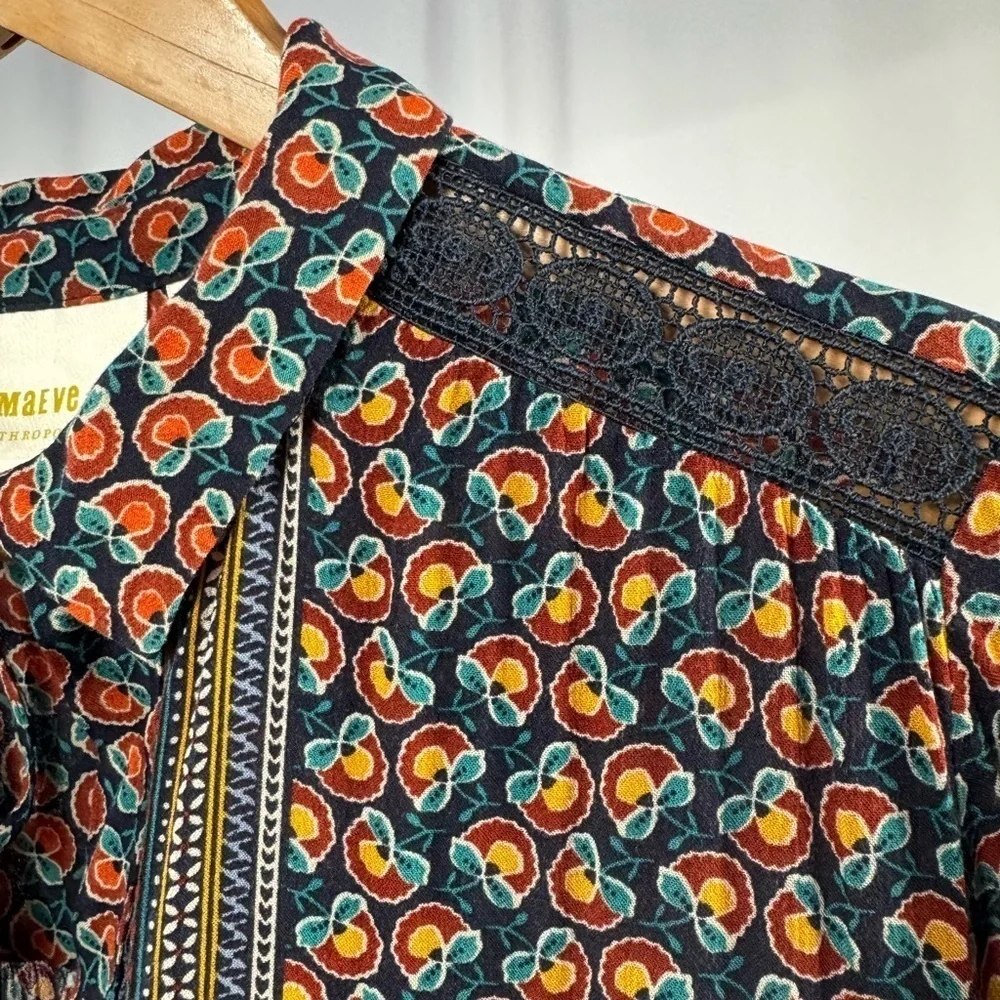 Maeve by Anthropologie Janie Flounced Peasant Blouse in Multi Size 4 - Picture 4 of 10